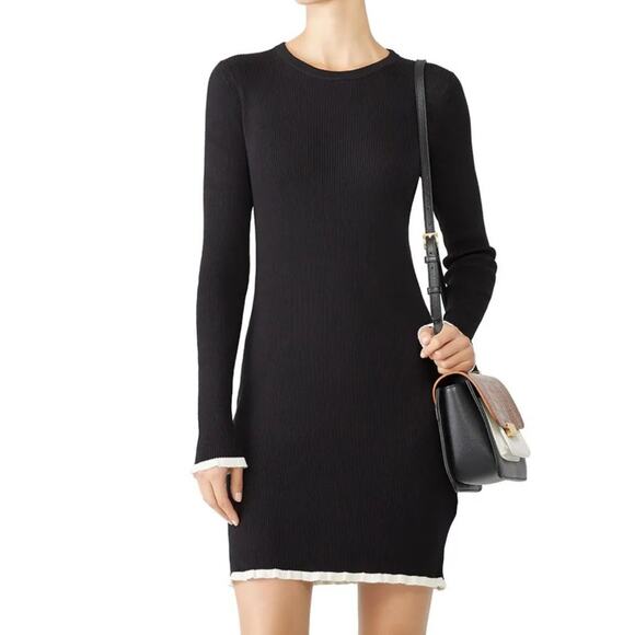 Equipment Fifi Rib Sweater Dress in Black and white Size XS - Picture 1 of 4